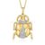 925 Sterling Silver Scarab Beetle Pendant with Diamond Accents | Gold Plated Egyptian Charm