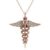 925 Sterling Silver Caduceus Pendant with Natural Diamonds | Rose Gold Plated Medical Symbol Jewelry