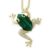 925 Sterling Silver Frog Pendant with Malachite Stone & Diamond Accents | Gold Plated Animal Charm Pendant
