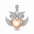 925 Sterling Silver Owl Heart Pendant with Diamond Accents | Two-Tone Silver & Rose Gold Plated Owl Charm