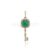 925 Sterling Silver Green Stone Key Pendant with Diamond Accent | Gold Plated Vintage Key Charm