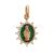 925 Sterling Silver Virgin Mary Pendant with Green Enamel & Diamond Halo | Gold Plated Religious Medallion