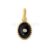 925 Sterling Silver Black Enamel Oval Pendant with Diamond Center | Gold Plated Minimal Charm