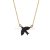 Sterling Silver Black Onyx Bird Shape Rose Gold Plating Charms Pendant Jewelry