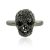 Black Diamond Pave Handmade Skull Ring 925 Sterling Silver Women Jewelry